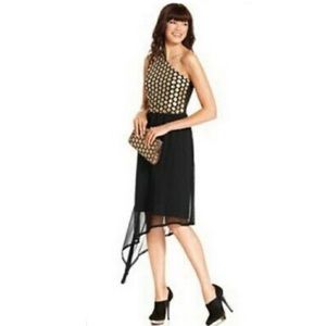 RACHEL Rachel Roy Gold/Black One-Shoulder Dress 2